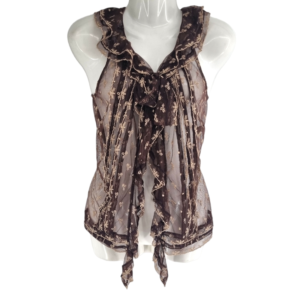 Lithe  Anthropology Womens Sleeveless Brown Clip On Blouse Size 8